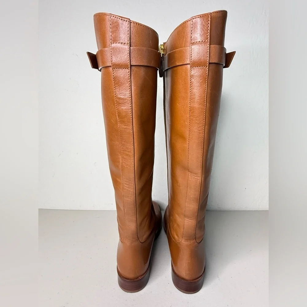 New Tory Burch Everly Strap Equestrian Riding Boots in Sierra Tan Size 6.5M